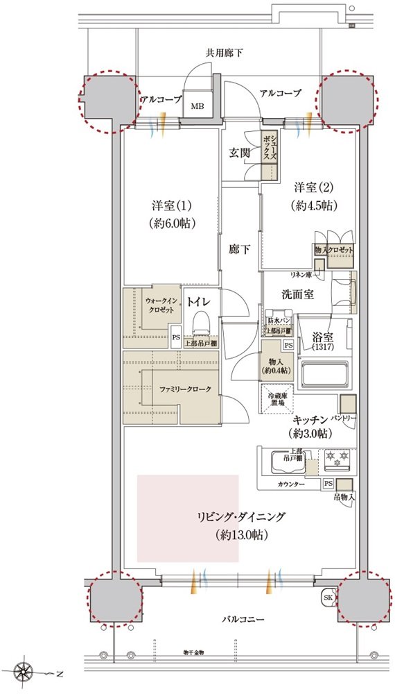 カサーレ上新庄ブライトマークス 間取り B type（メニュー3）