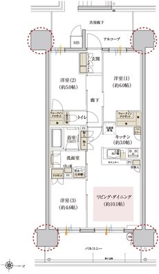 カサーレ上新庄ブライトマークス 間取り C type