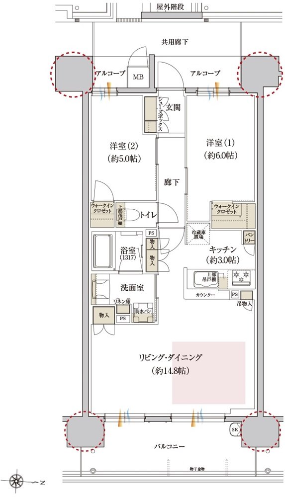 カサーレ上新庄ブライトマークス 間取り C type（メニュー1）