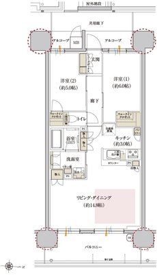 カサーレ上新庄ブライトマークス 間取り C type（メニュー1）