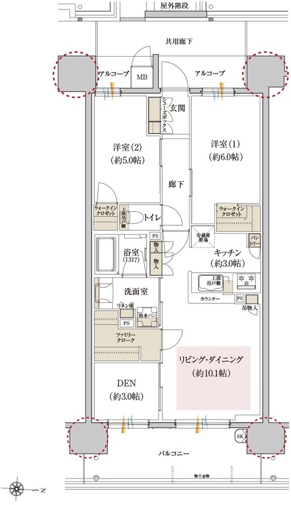 カサーレ上新庄ブライトマークス 間取り C type（メニュー2）