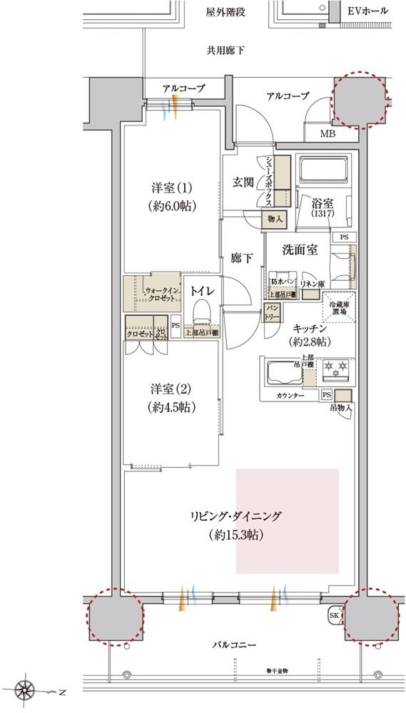 カサーレ上新庄ブライトマークス 間取り D type（メニュー1）