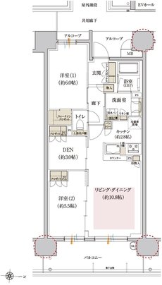 カサーレ上新庄ブライトマークス 間取り D type（メニュー2）
