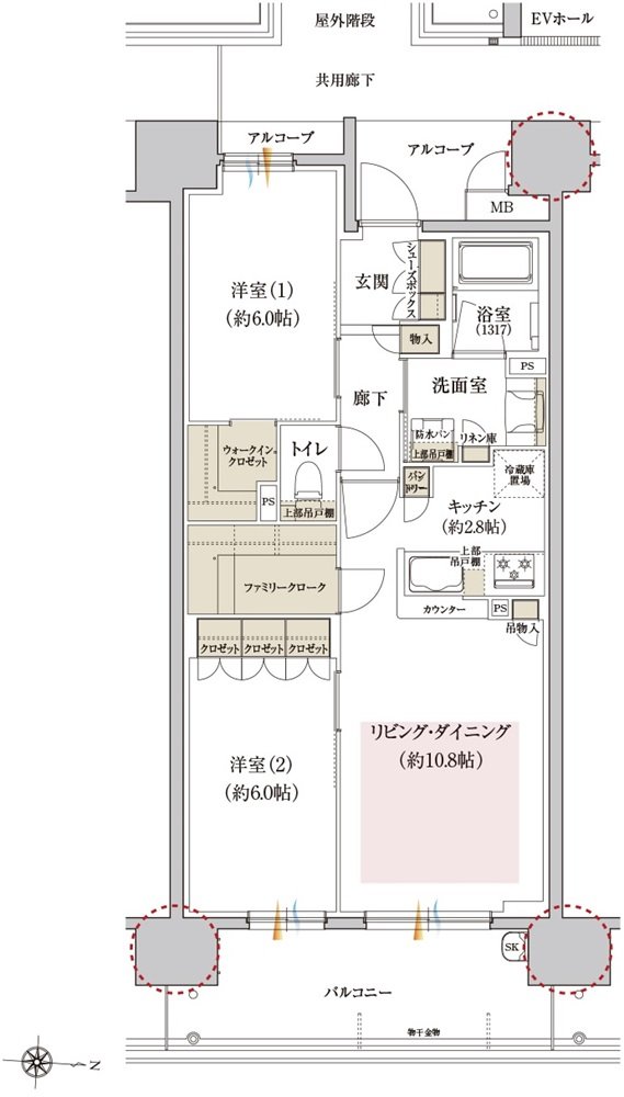 カサーレ上新庄ブライトマークス 間取り D type（メニュー3）