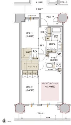 カサーレ上新庄ブライトマークス 間取り D type（メニュー3）