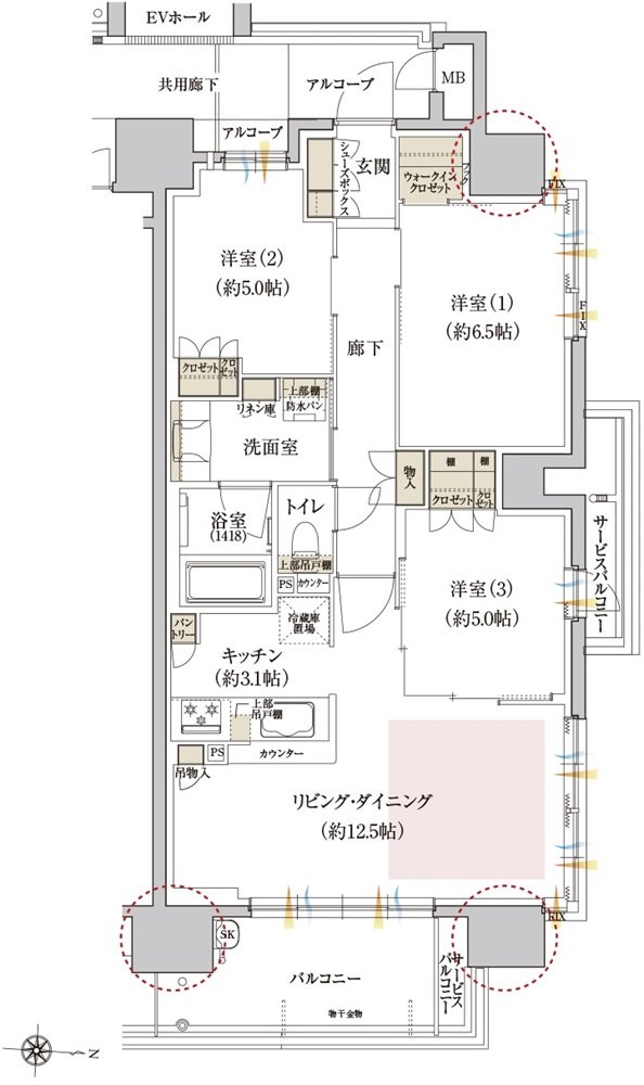 カサーレ上新庄ブライトマークス 間取り E type