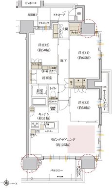 カサーレ上新庄ブライトマークス 間取り E type
