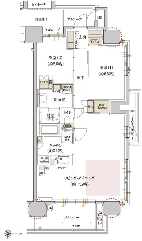 カサーレ上新庄ブライトマークス 間取り E type（メニュー1）
