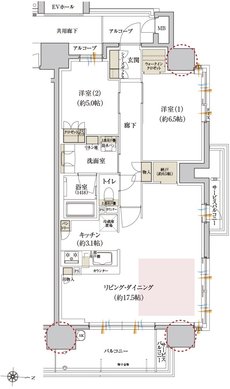 カサーレ上新庄ブライトマークス 間取り E type（メニュー1）