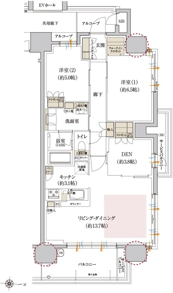 カサーレ上新庄ブライトマークス 間取り E type（メニュー2）