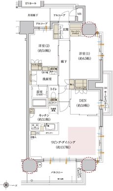 カサーレ上新庄ブライトマークス 間取り E type（メニュー2）