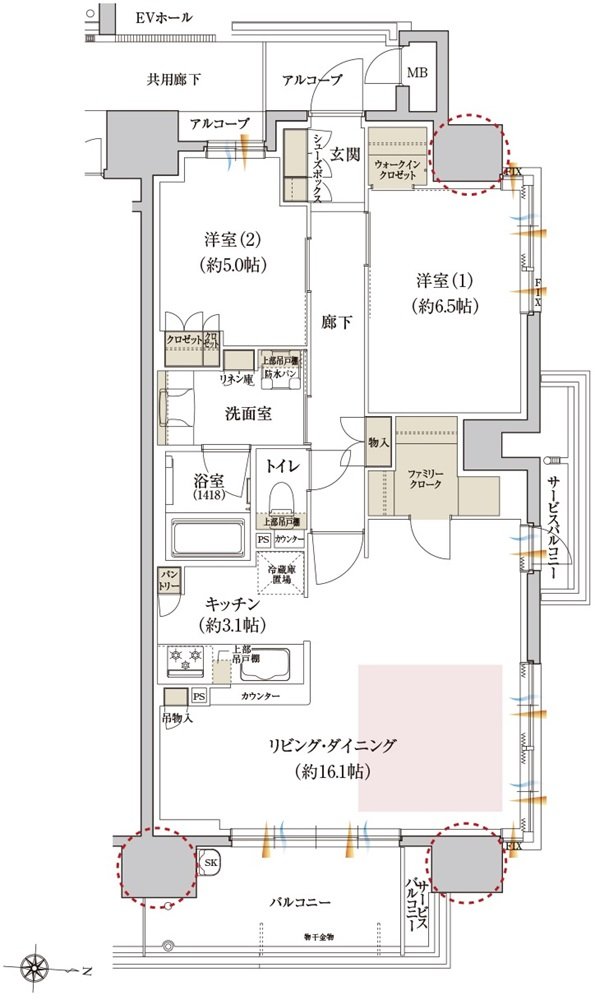 カサーレ上新庄ブライトマークス 間取り E type（メニュー3）