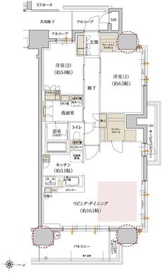 カサーレ上新庄ブライトマークス 間取り E type（メニュー3）