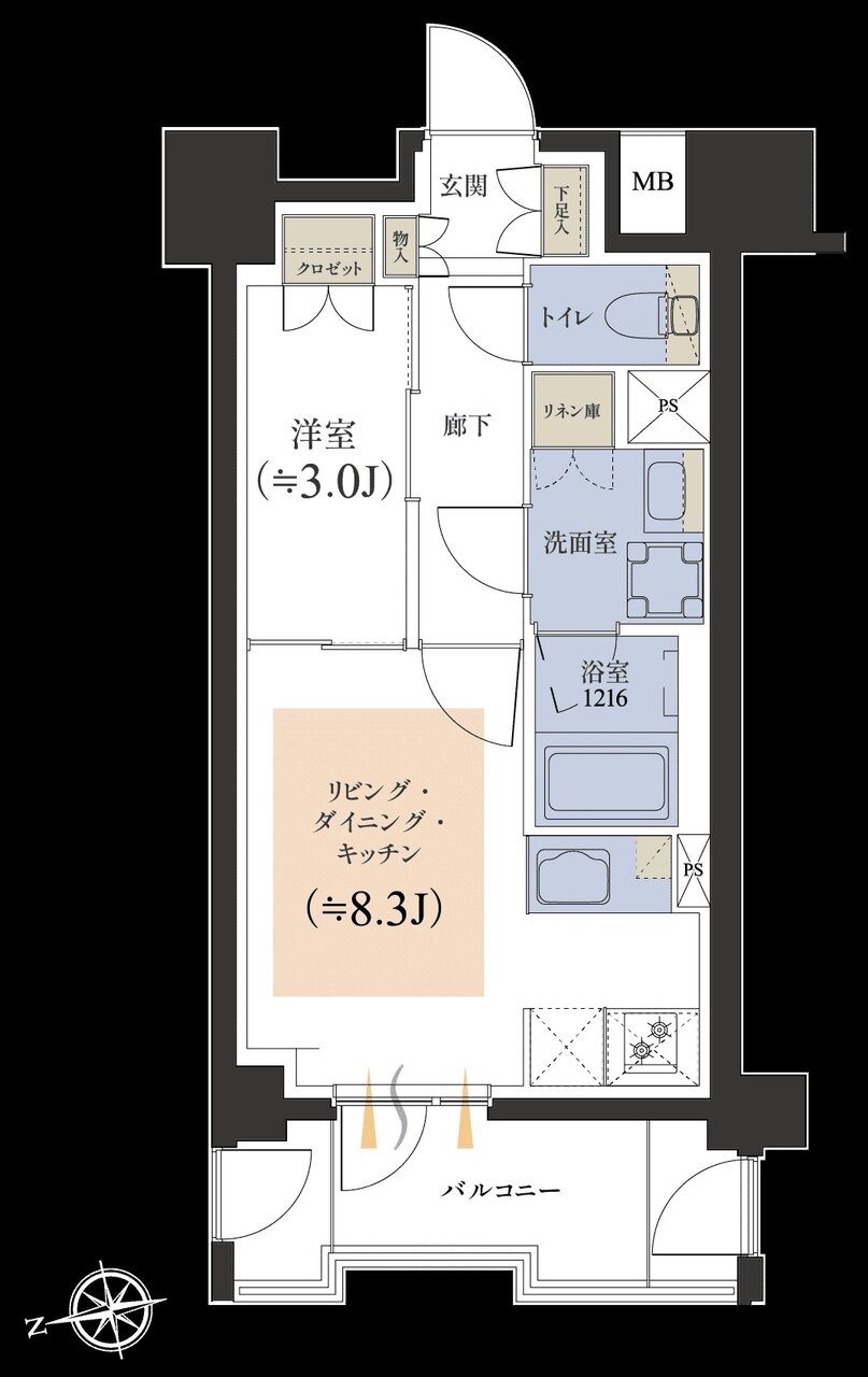 レーベン京都河原町 間取り B type