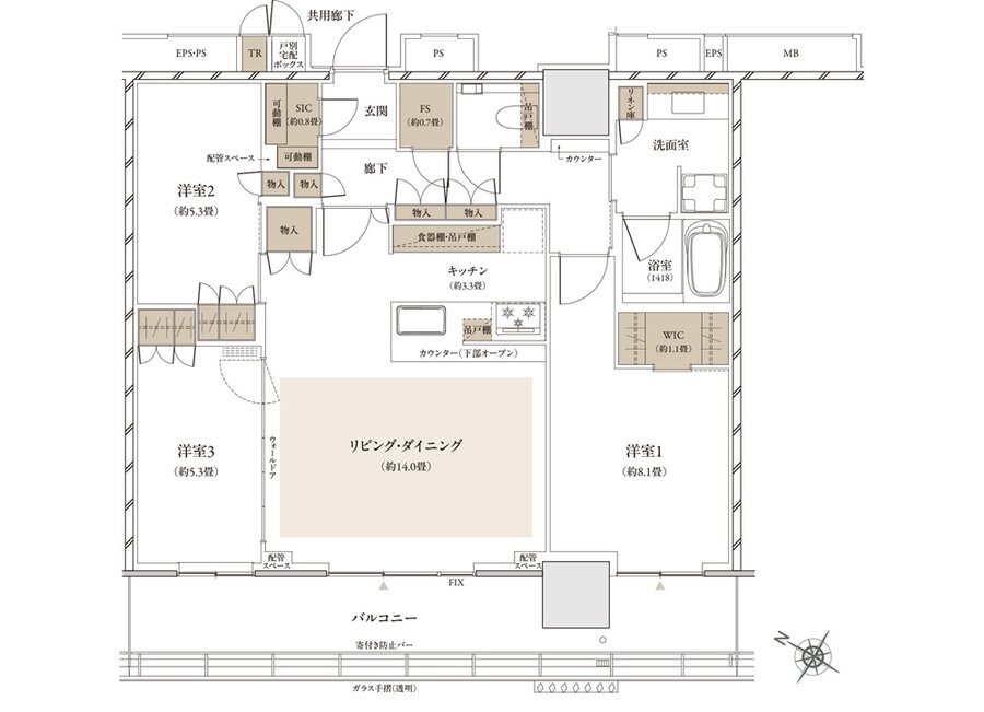 ザ・パークハウス 武蔵小杉タワーズ 間取り S-85B TYPE