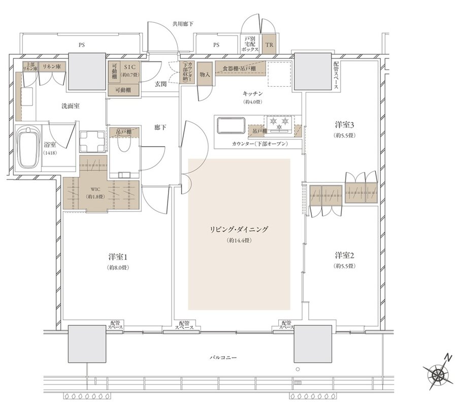 ザ・パークハウス 武蔵小杉タワーズ 間取り S-84A TYPE