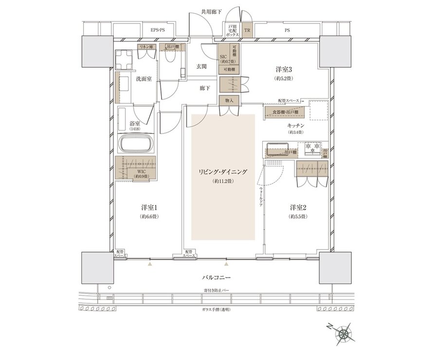 ザ・パークハウス 武蔵小杉タワーズ 間取り S-70B TYPE