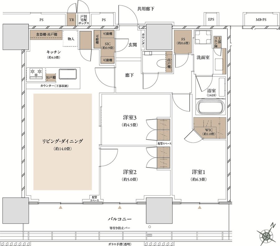 ザ・パークハウス 武蔵小杉タワーズ 間取り S-79A TYPE