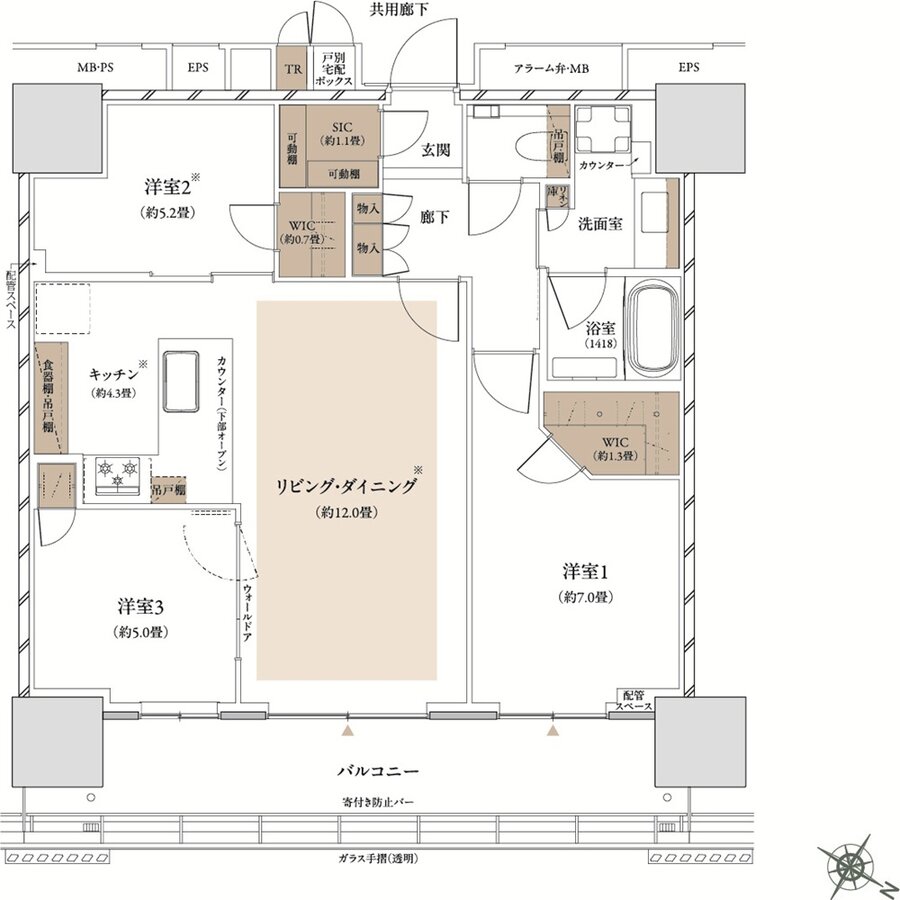 ザ・パークハウス 武蔵小杉タワーズ 間取り S-75B TYPE
