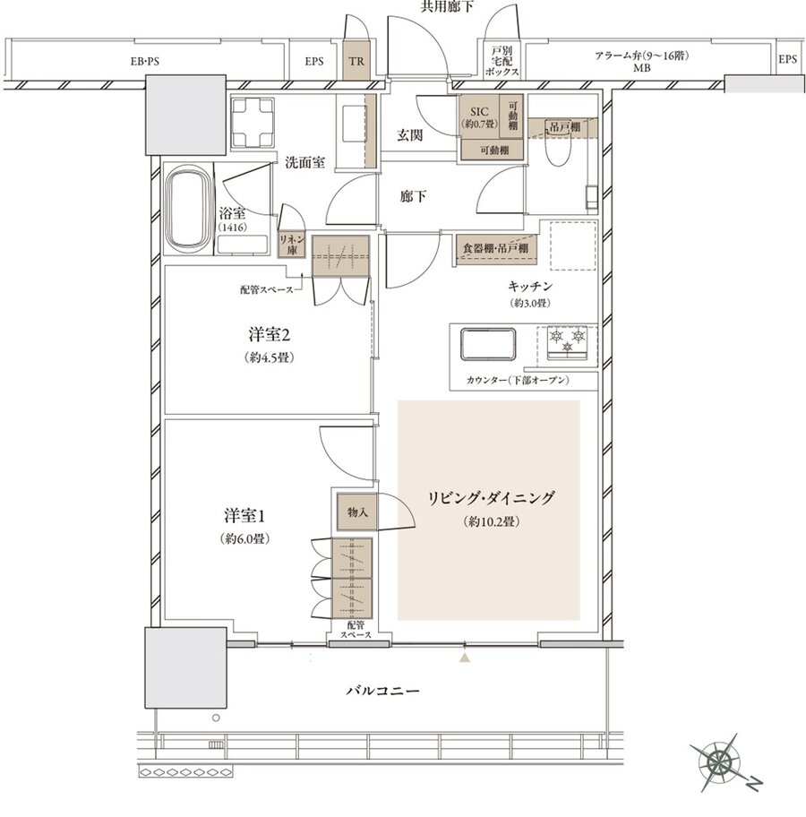 ザ・パークハウス 武蔵小杉タワーズ 間取り S-57A type