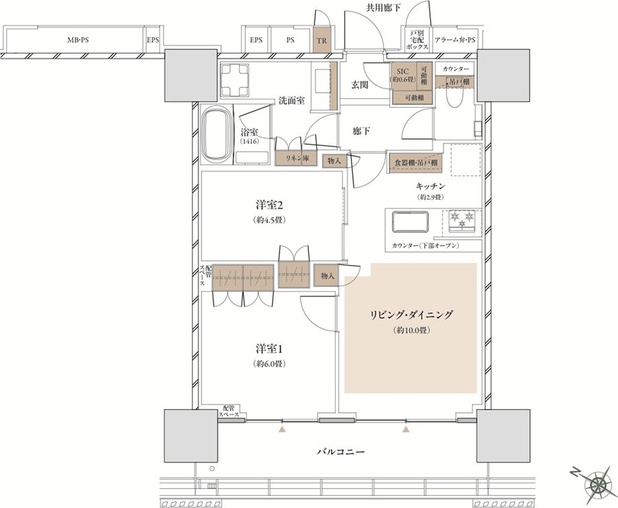ザ・パークハウス 武蔵小杉タワーズ 間取り S-56 Atype