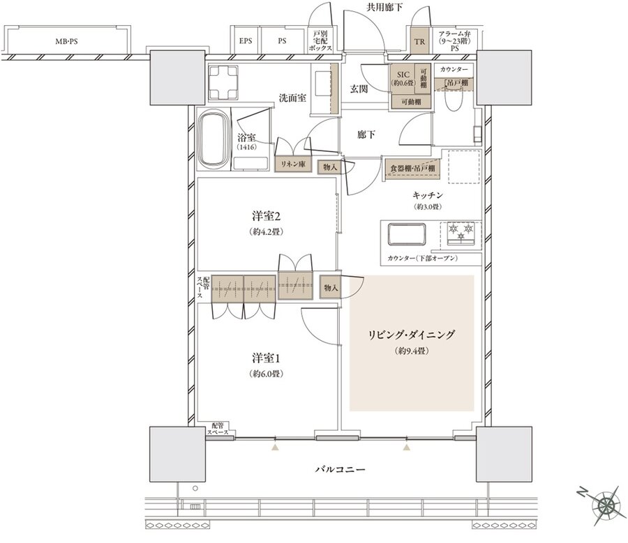 ザ・パークハウス 武蔵小杉タワーズ 間取り S-55A type
