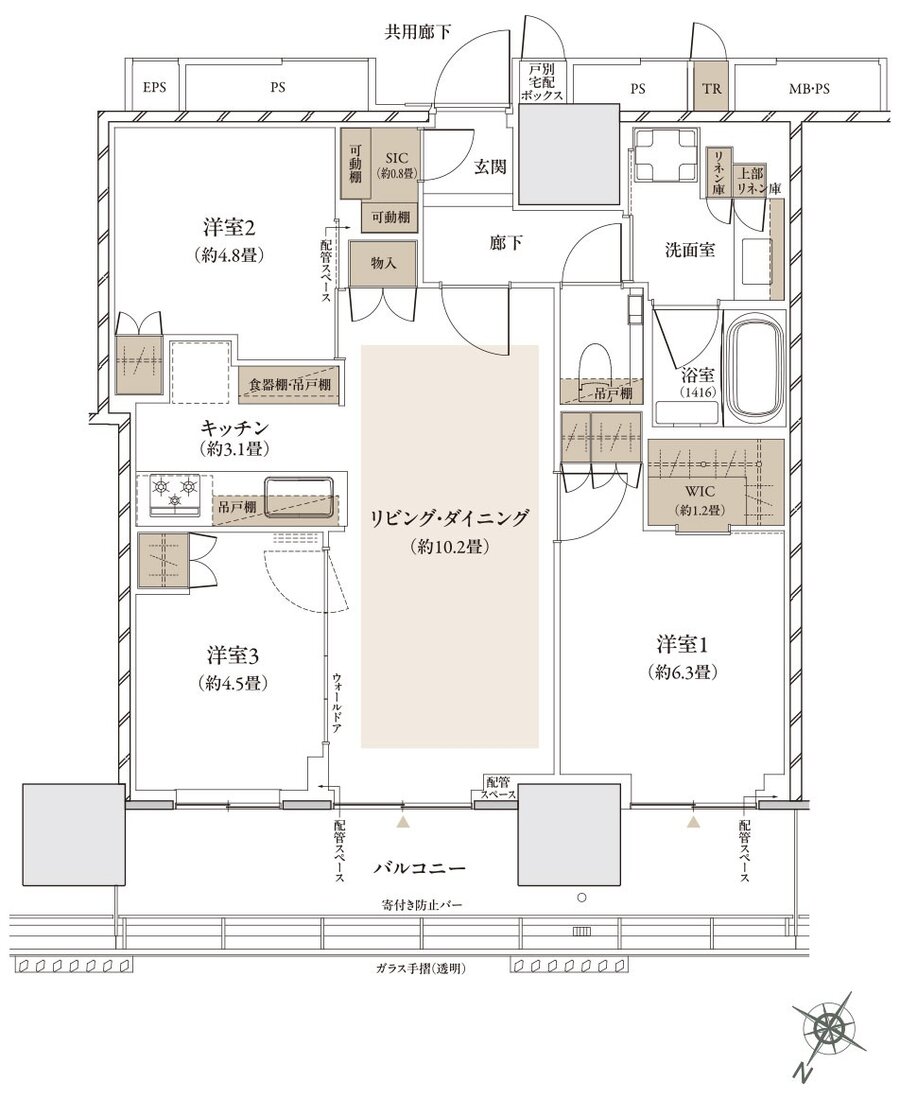 ザ・パークハウス 武蔵小杉タワーズ 間取り S-67B type