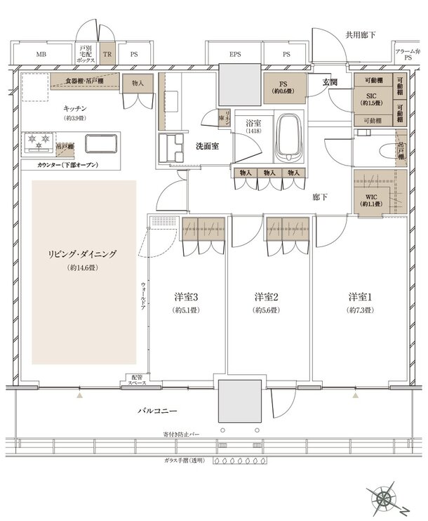 ザ・パークハウス 武蔵小杉タワーズ 間取り N-87A［BASIC PLAN］