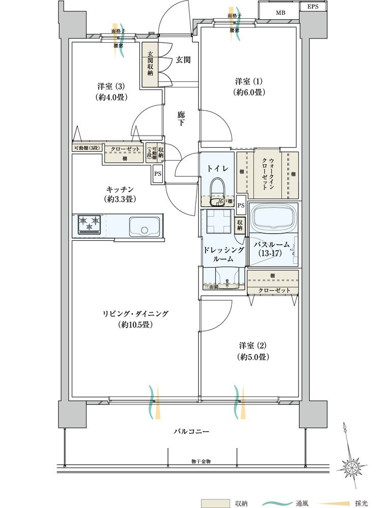 サーパスみずほ台ガーデンフォート 間取り Hタイプ