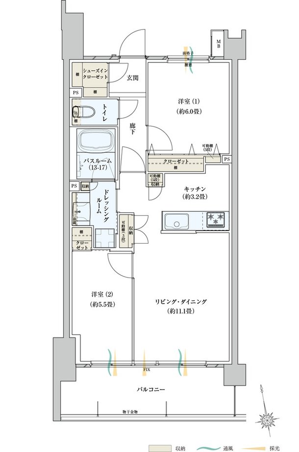 サーパスみずほ台ガーデンフォート 間取り Bタイプ