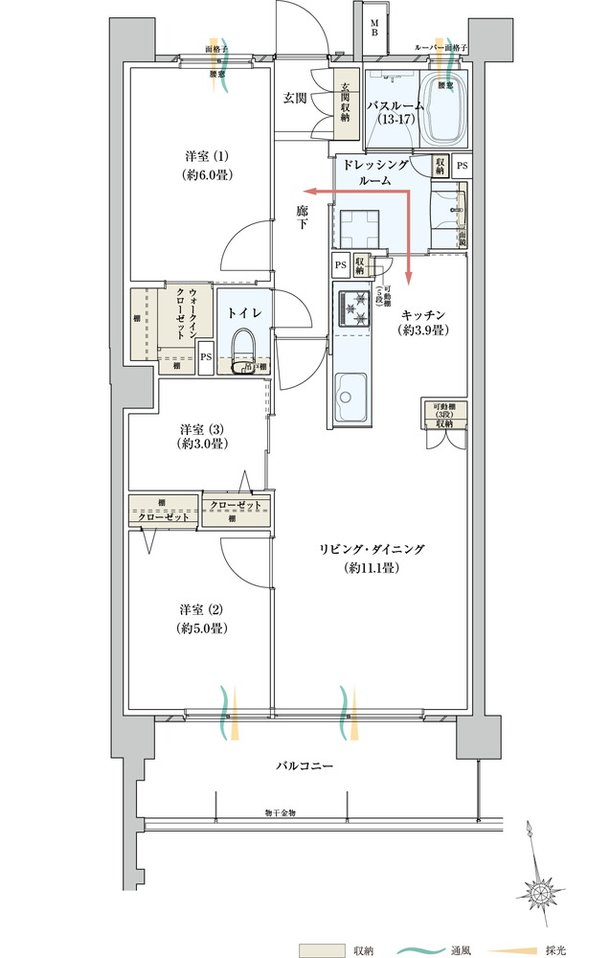 サーパスみずほ台ガーデンフォート 間取り Eタイプ