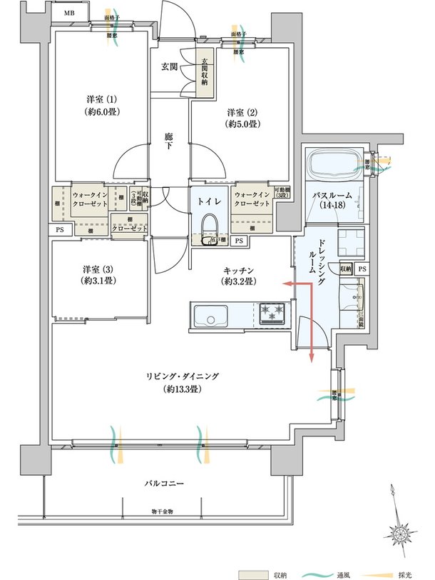 サーパスみずほ台ガーデンフォート 間取り Jタイプ