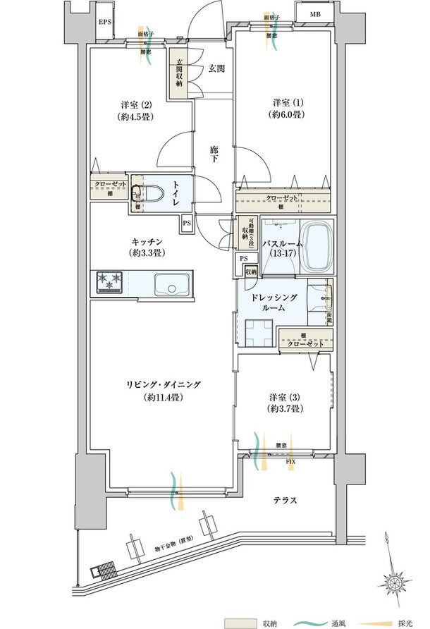 サーパスみずほ台ガーデンフォート 間取り G1タイプ