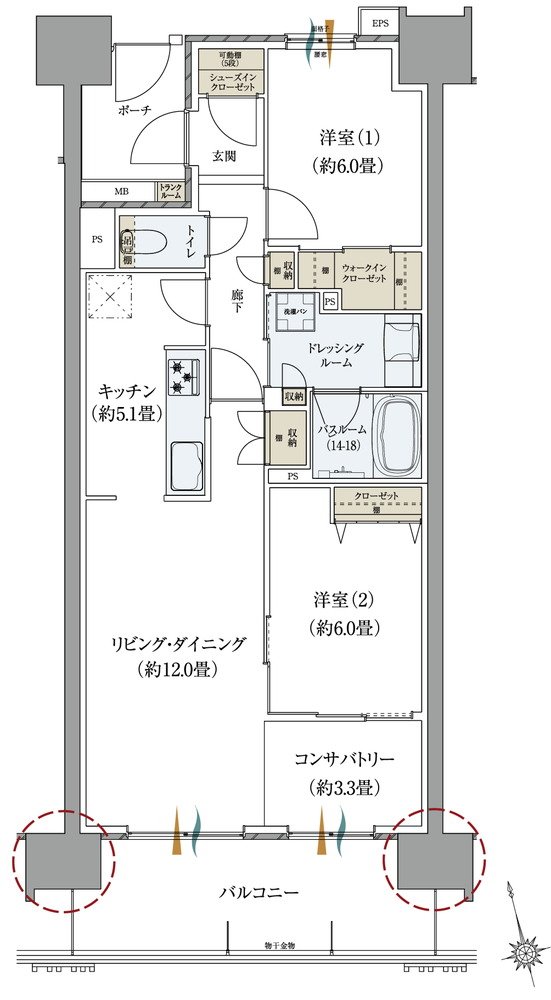 サーパスタワー水戸泉町 間取り B2タイプ