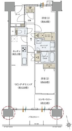 サーパスタワー水戸泉町 間取り B2タイプ