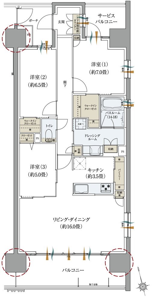 サーパスタワー水戸泉町 間取り Dタイプ