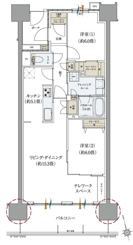 サーパスタワー水戸泉町 間取り B1タイプ（メニュープラン）