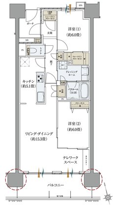 サーパスタワー水戸泉町 間取り B1タイプ（メニュープラン）