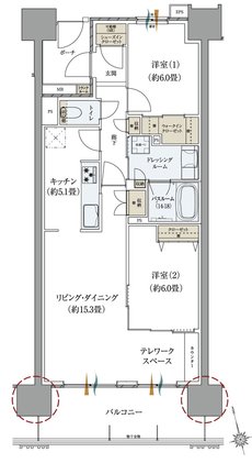 サーパスタワー水戸泉町 間取り B2タイプ（メニュープラン）