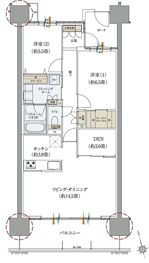 サーパスタワー水戸泉町 間取り Cタイプ（メニュープラン）