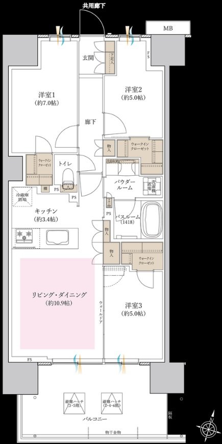 THE RESIDENCE 新鎌ケ谷 TERMINAL FRONT 間取り L type