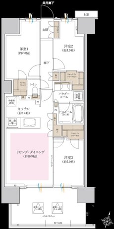 THE RESIDENCE 新鎌ケ谷 TERMINAL FRONT 間取り L type