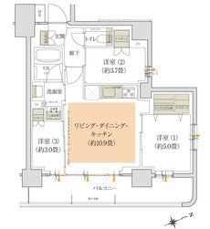 イニシア調布ステーションサイト 間取り H type ［先着順･第2期2次］