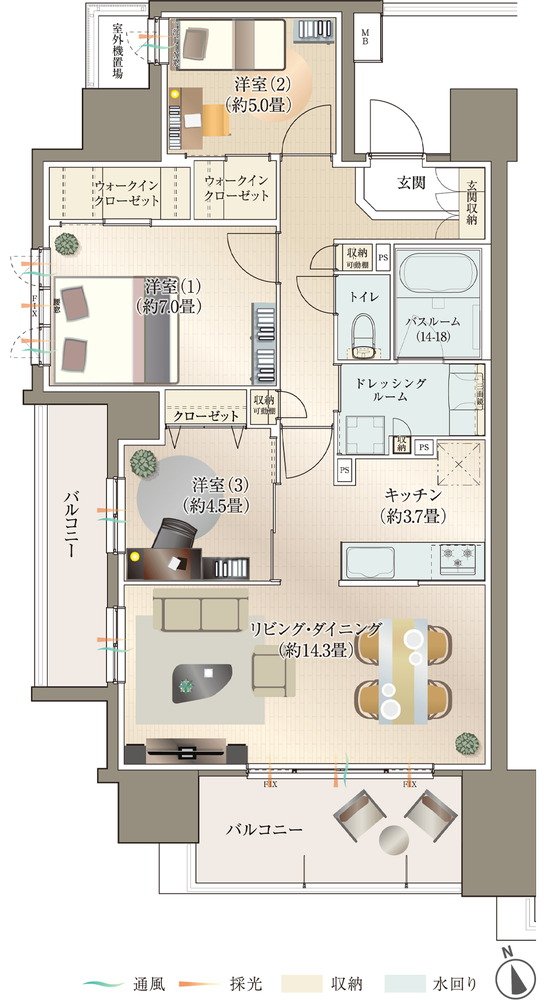 サーパス神宮レジデンス 間取り Aタイプ