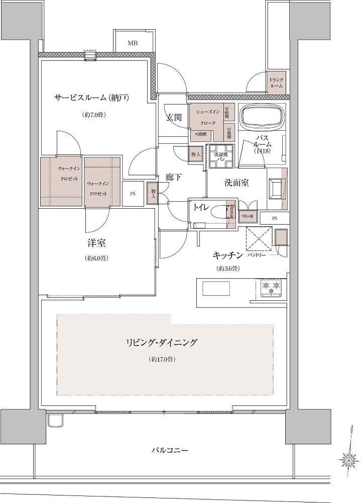 ザ・ライオンズ横川 間取り Ftype Luxuryフロア