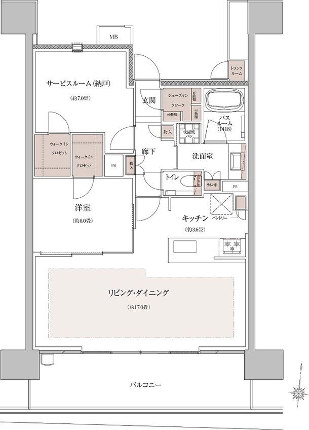 ザ・ライオンズ横川 間取り Ftype Luxuryフロア