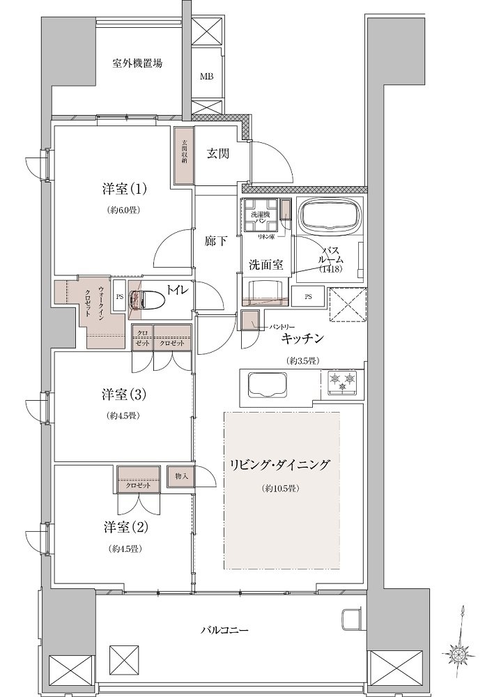ザ・ライオンズ横川 間取り A1type Comfortフロア