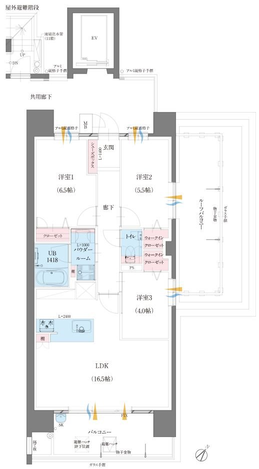 グランドパレス博多板付テラス 間取り B2 type