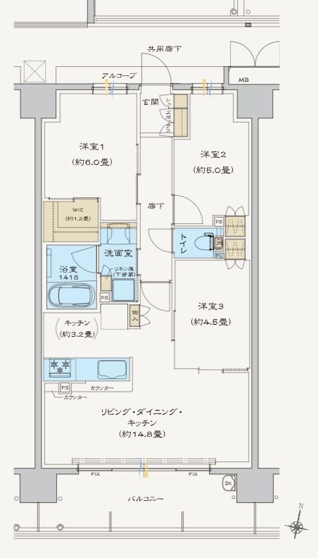 ヴェリテ鳳 間取り Cタイプ