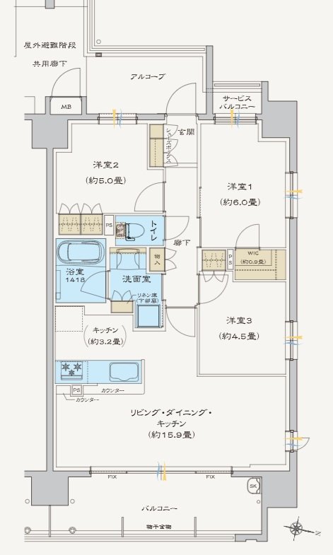 ヴェリテ鳳 間取り Iタイプ